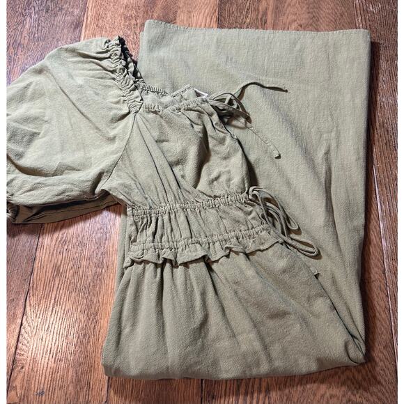 NWT! Universal Thread Renfaire Dress Tribeca Green Sz M Puff Sleeve Midi - Picture 1 of 11